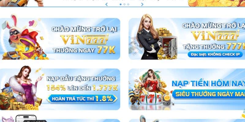 Tổng hợp các khuyến mãi nổi bật tại Vin777